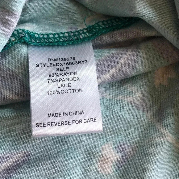 Daniel Rainn Floral Lace Tunic V-Neck Green Tank Top Womens Size 2X - Picture 4 of 10